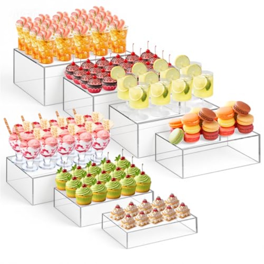 Display Risers Set - Catering desserttafel verhogers set: acryl, transparant,