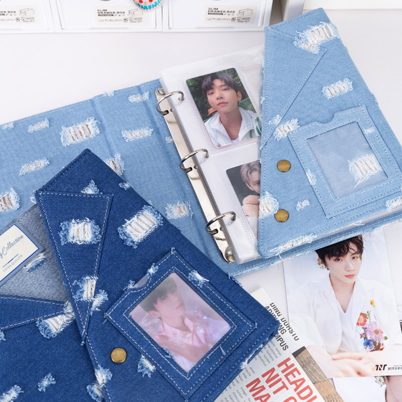 Pokemon Binder Card - Grote A5 distressed denim kaartenmap met
